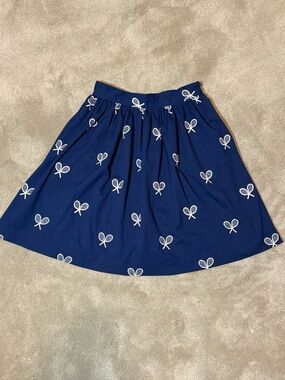 Classic Navy Circle Skater Skirt with White Tennis Motif